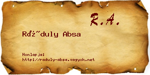 Ráduly Absa névjegykártya